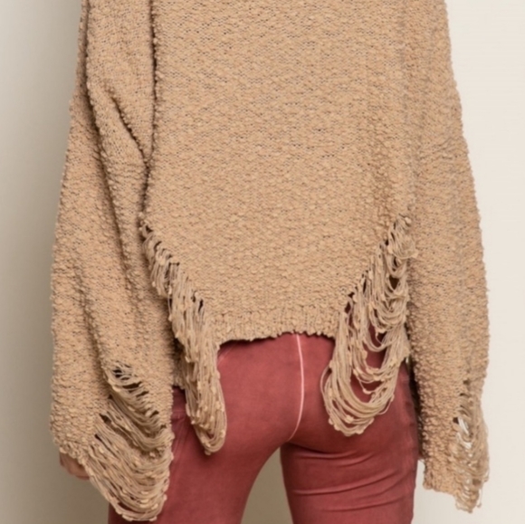 POL Latte Popcorn Distressed Sweater - Picture 3 of 5